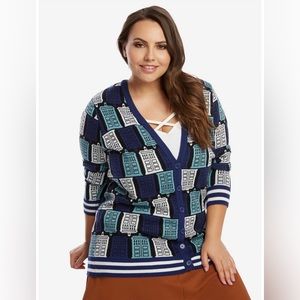 RARE—RUNS SMALL Torrid x BBC Doctor Who TARDIS Sweater (SIZING INFO INCLUDED)